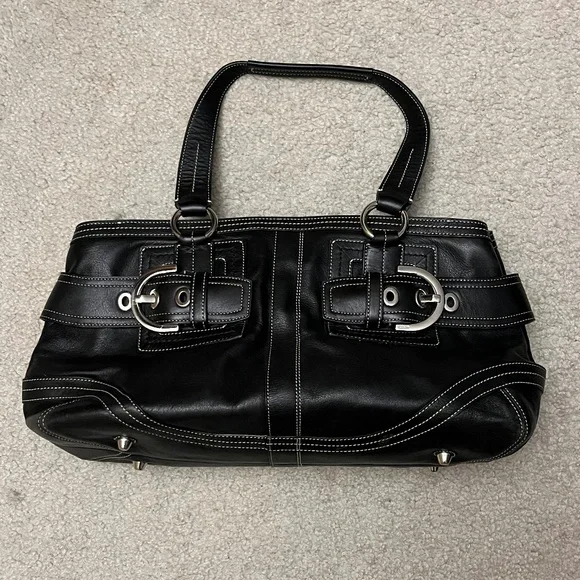 Coach Hampton Black Leather Tote Purse Handbag Satchel MO5S-2116 - Picture 1 of 7